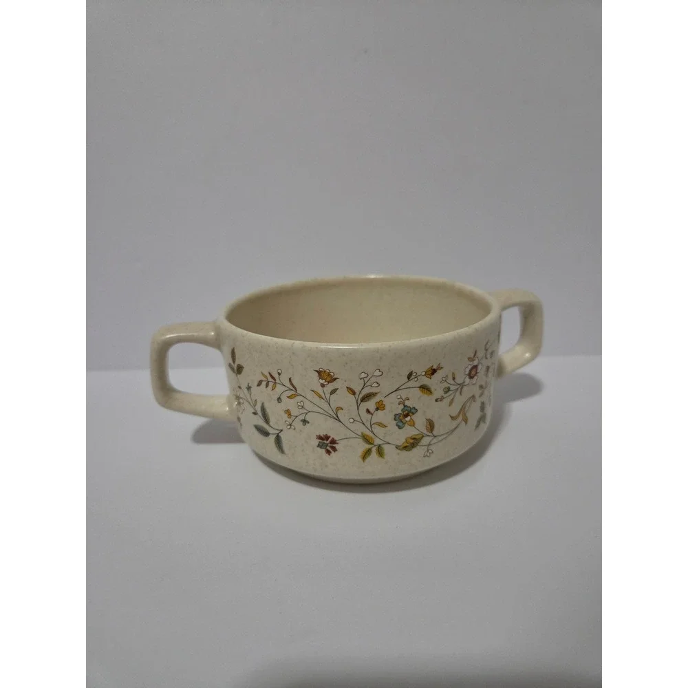 Lenox Temper-ware Merriment Sugar Bowl Double Handle Floral Stoneware Vintage